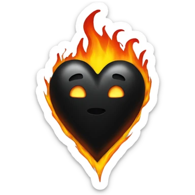 Black heart with fire sticker