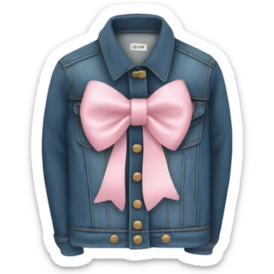 Denim jacket with soft pink bow sticker