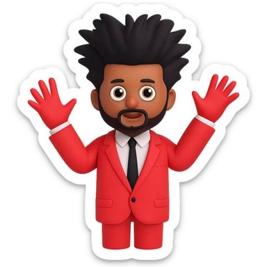 Add The Weeknd's After Hours album hairstyle, characterized by a tall, wild, and sculpted look, keeping the rest of the emoji the same. Remove the background. Maintain the original emoji style and details. sticker