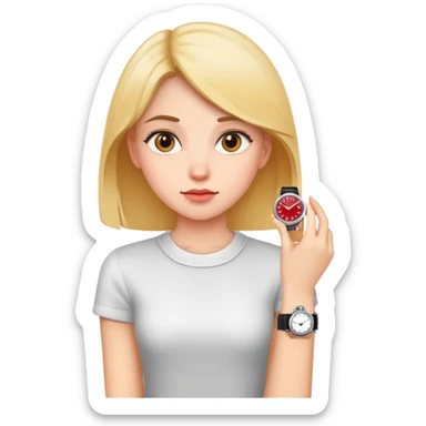 Girl looking at watch sticker