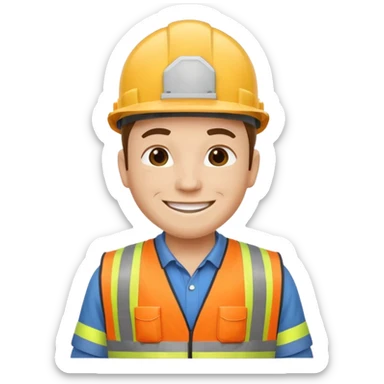 construction worker emoji, hard hat, safety vest sticker