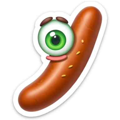 The evil sausage with green eyes sticker