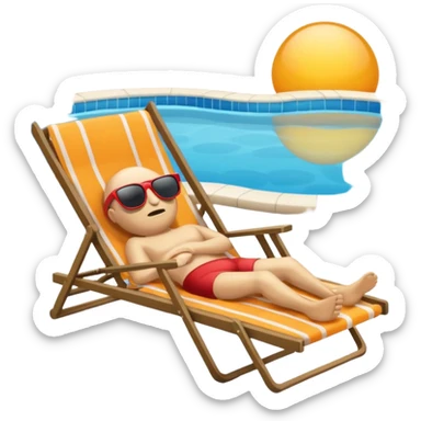 A brain lies in a deck chair wearing sunglasses at the edge of the pool. sticker