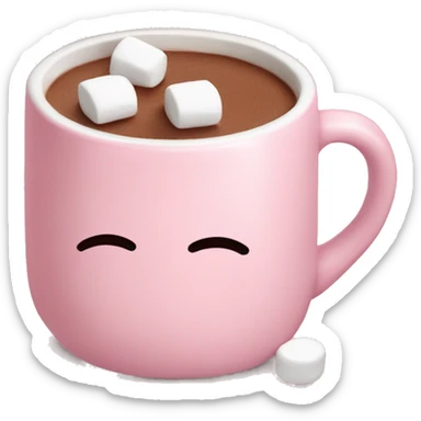Light Pink mug of hot chocolate with marshmallows  sticker