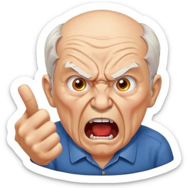 an old man angrily yelling at the FormAssembly logo, expressive sticker