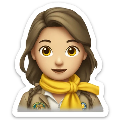 Scout girl with a YELLOW knotted scarf and a white scout shirt sticker
