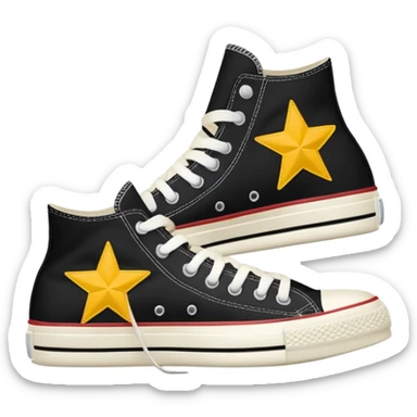 Zapatos converse de lado izquierdo negros con estampa de estrella sticker