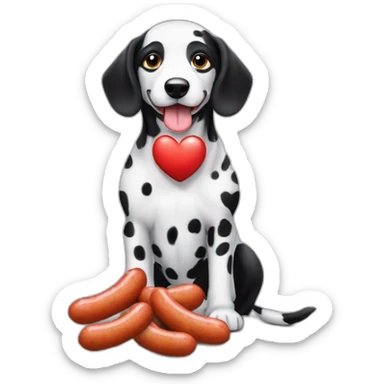 Perro salchicha mini con pelaje negro de dalmata y un corazón  sticker