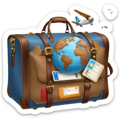 TRAVEL , travel bag , pass board, plane, glob sticker