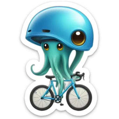 Squid wearing a bike helmet sticker