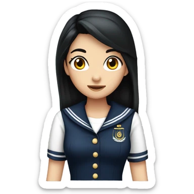 Girl sailor long black hair navy with eyes dark  sticker