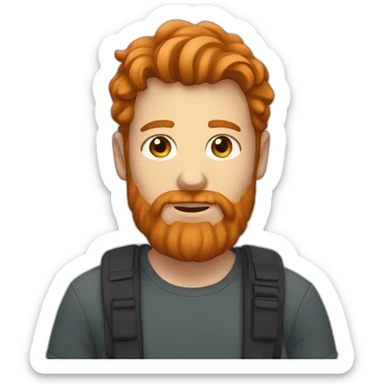 Man with long ginger hair and a scruffy ginger beard sticker