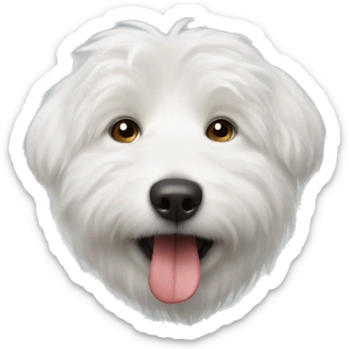 White fluffy dog sticking tounge out sticker
