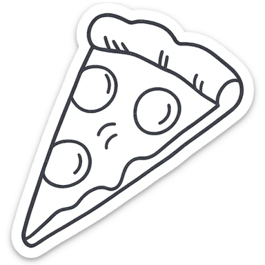 slice of pizza, hand drawn icon style, sketchy lines, playful and informal, no fill sticker