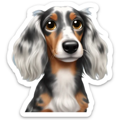 Tri Merle long haired Dachshund  sticker