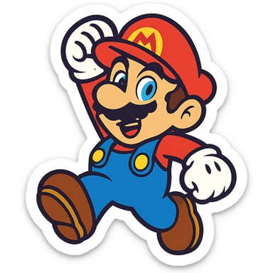 mario character vibrant toon cartoon style sticker