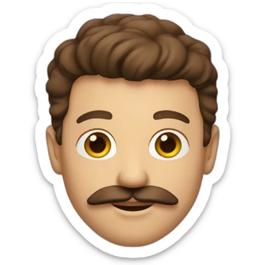 Man with brown impérial moustache sticker