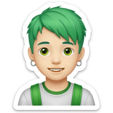 kid with braces green hair sticker