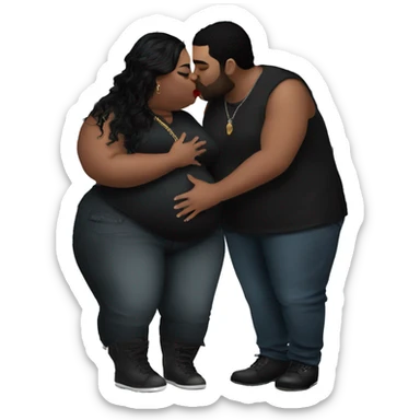 plus size women kissing, goth sticker