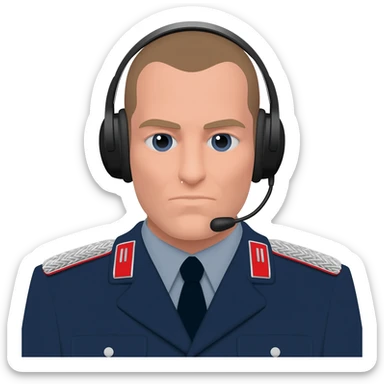 German secret police officer, Stasi, headphones, surveillance process sticker