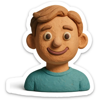 claymation-style portrait emoji, friendly expression, pastel colors, visible clay texture, head and shoulders only sticker