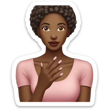 black woman getting her nails done. Long almond nails. ￼ sticker