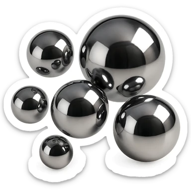 multiple reflective metallic spheres floating together, highly polished chrome style sticker