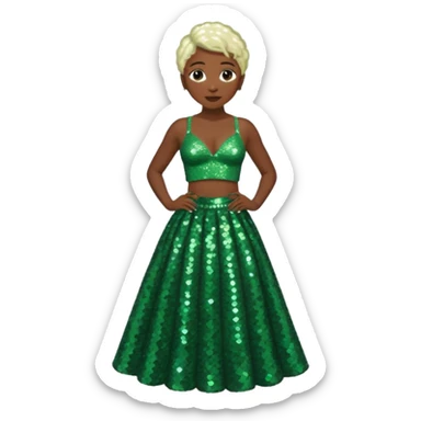 Cynthia Erivo with green sequin bra, green sequin long skirt sticker
