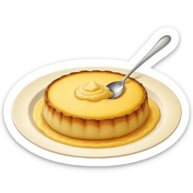 a deep dish plate with a yellowish food in it, a bit like polenta, but it is in a bit of small small lumps and very dry. with a bit of applesauce on top on the side and a spoon sticking out sticker