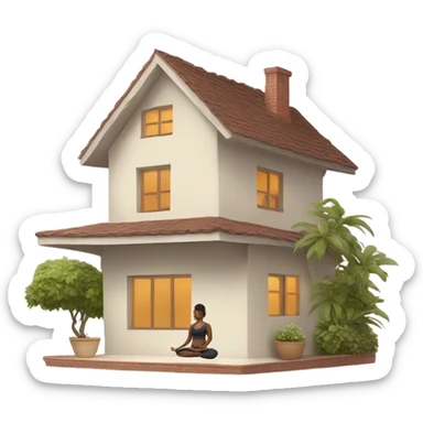 House with a yoga asana picture on it sticker