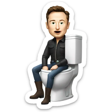 toilet with Elon musk while  in a boot sticker
