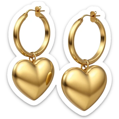 3D Rending 14k large hoop heart shape earrings
 sticker