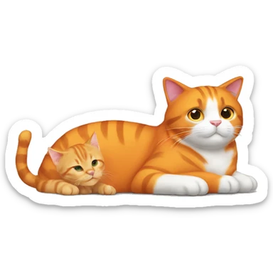 Big orange cat AND small tricolour kitty sticker