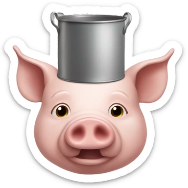 A pig with a pot on its head sticker
