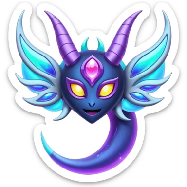 Shiny iridescent glowing dark neon Lunala-Dhelmise-fusion sticker