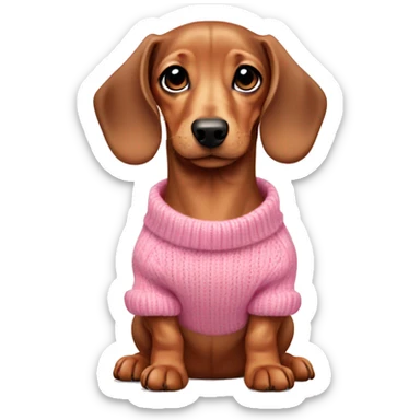 Tan dachshund puppy wearing a pink sweater sticker
