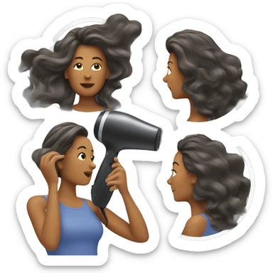 Woman blow drying her hair sticker
