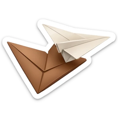 A brown heart and a white paper airplane flying nearby sticker