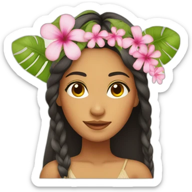 tahitian woman with flower in hair sticker