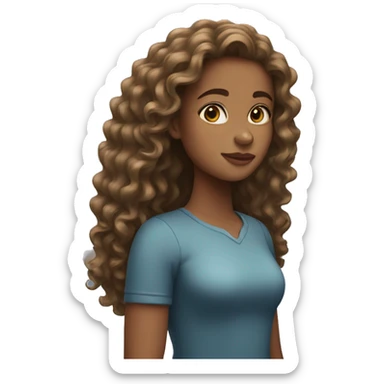girl with long curly hair sticker