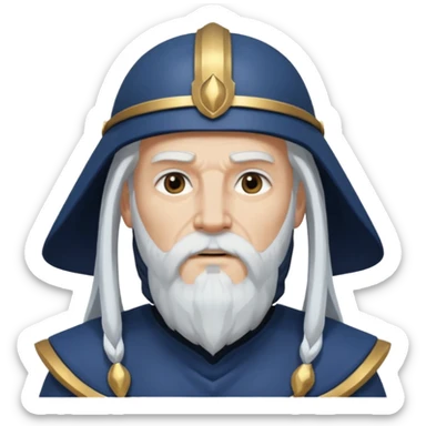 Odin, God of Wisdom from Gods and Goddesses with long white hair and beard, dark blue outfit sticker