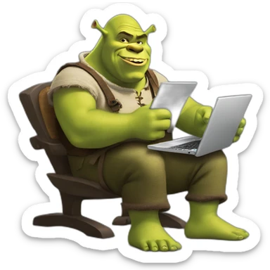 shrek typing on an ihpone sticker