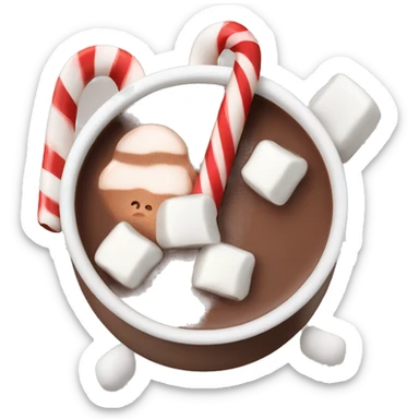 Hot chocolate with marshmallows and a candy cane  sticker