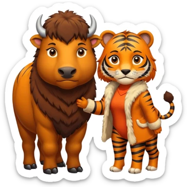 Bison in love with tigress sticker