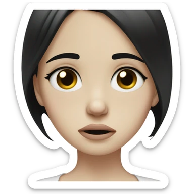 Pale girl black hair sad and crying and heart broken sticker