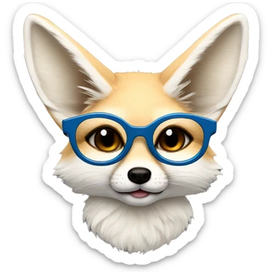 Fennec Fox white fur round glasses sticker