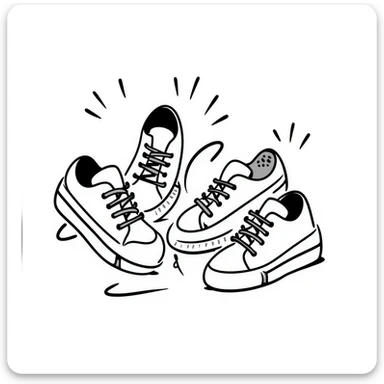 Canvas sneakers/casual shoes in pastel colors (dd9fb0, ffc6d3, a3bfc9, c4bee2, f1b091), hand-drawn doodle style sticker