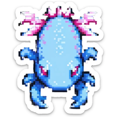 Minecraft axolotl with authentic blocky style and proportions, pixel art sticker