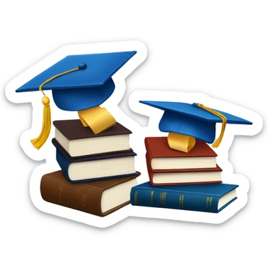 Books and blue graduation hat sticker