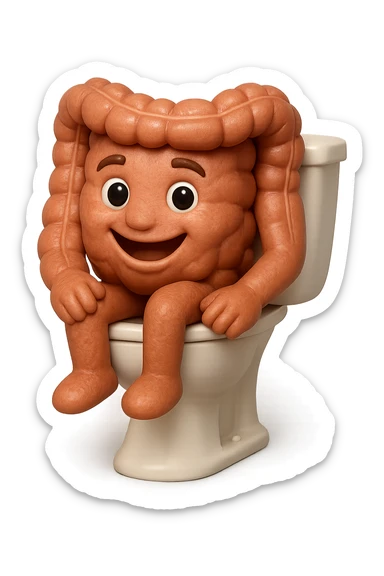 EMOJI STILE IPHONE 3D DI intestino felice seduto sul wc  FALLO MOLTO REALISTICO IN 3D sticker